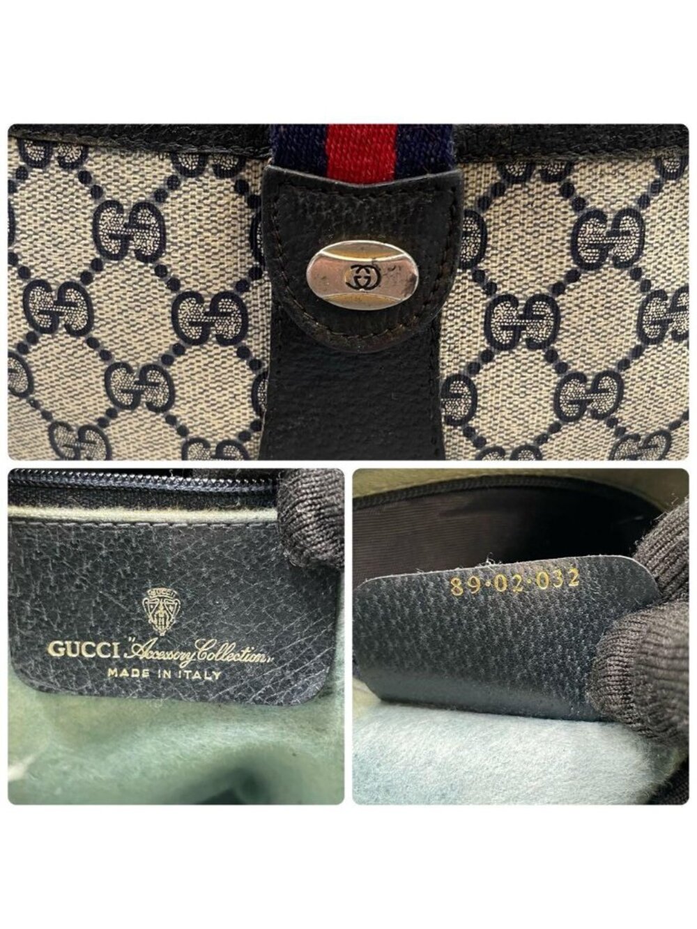 Gucci GG Sherry Line Shoulder Bag Navy Logo - Picture 10 of 10